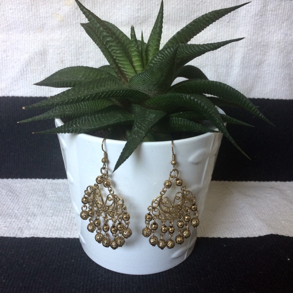 Gold Chandelier Statement Earrings